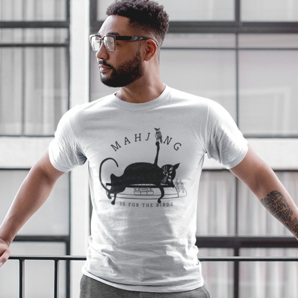 "Mahjong is for the Birds" Black Skinny Cat