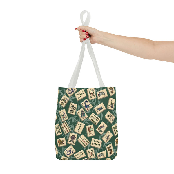 Bird Bamboo Tote Bag on Green