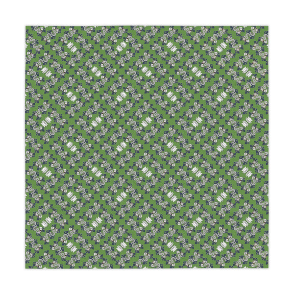 White Dragons and Lotus Flowers on Green