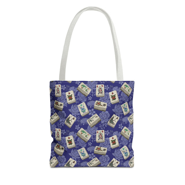 Bone and Bamboo Flower Mahjong Tiles on Blue