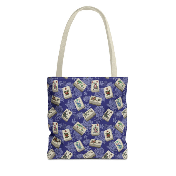 Bone and Bamboo Flower Mahjong Tiles on Blue
