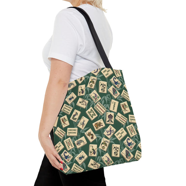 Bird Bamboo Tote Bag on Green