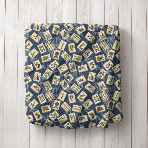 Bird Bamboo Blanket on Blue