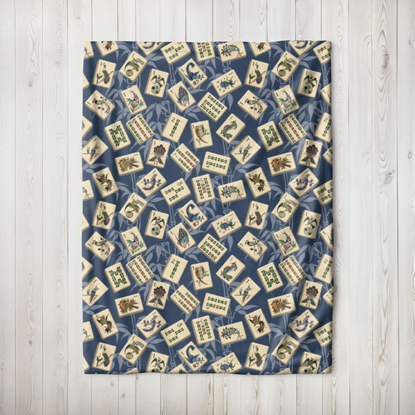 Bird Bamboo Blanket on Blue