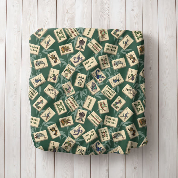 Bird Bamboo Blanket on Green