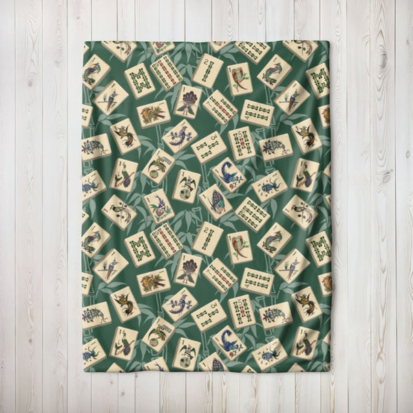 Bird Bamboo Blanket on Green