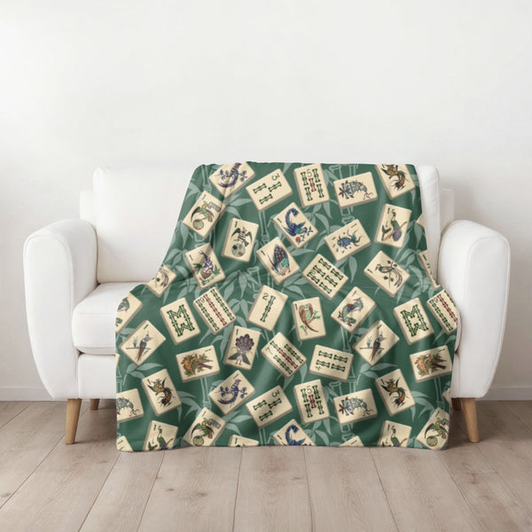 Bird Bamboo Blanket on Green