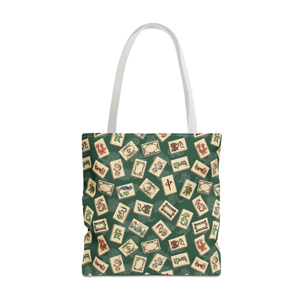 Mah Jongg Dragon Tote Bag on Green