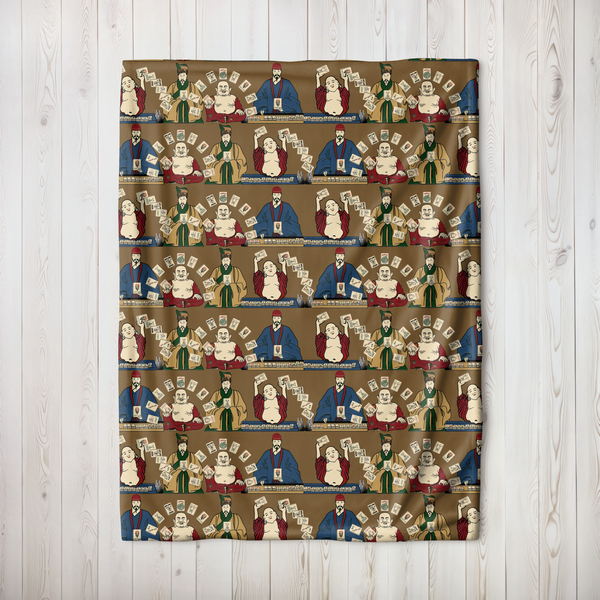 Jokers Playing Mah Jongg Blanket on Gold