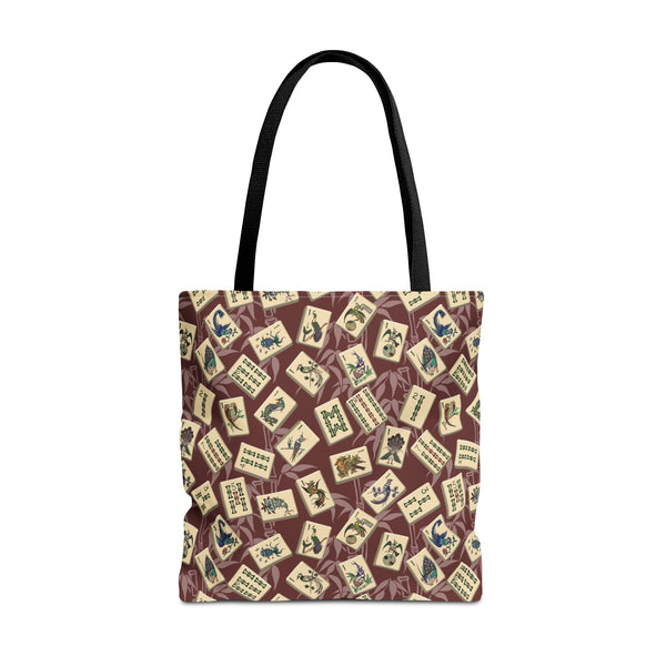Bird Bamboo Tote Bag on Burgundy