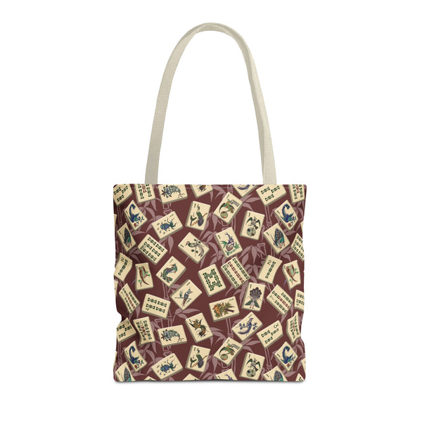 Bird Bamboo Tote Bag on Burgundy