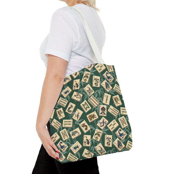 Bird Bamboo Tote Bag on Green