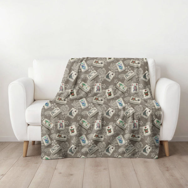 Bone and Bamboo Mahjong Flowers Blanket