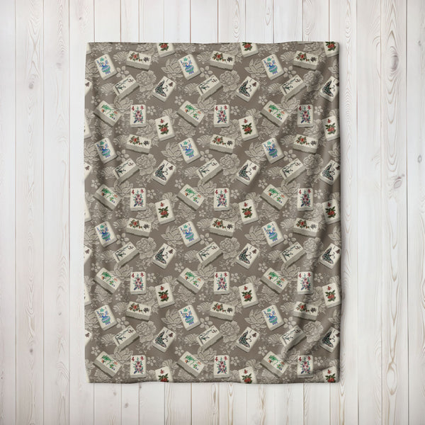 Bone and Bamboo Mahjong Flowers Blanket