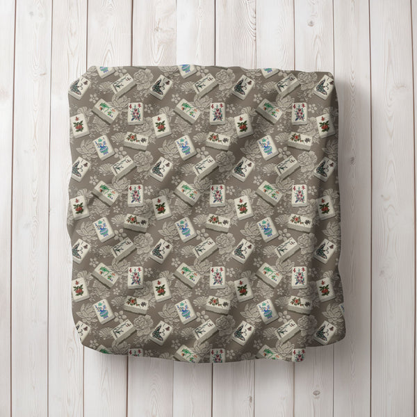 Bone and Bamboo Mahjong Flowers Blanket