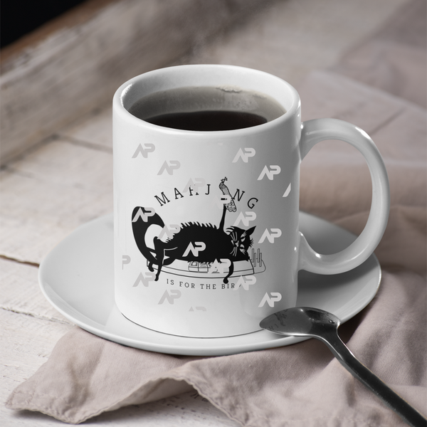 Black Fluffy Cat Mahjong Mug