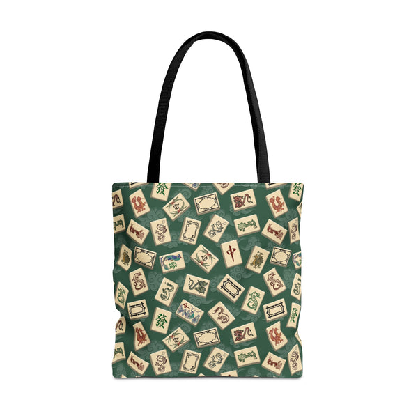 Mah Jongg Dragon Tote Bag on Green