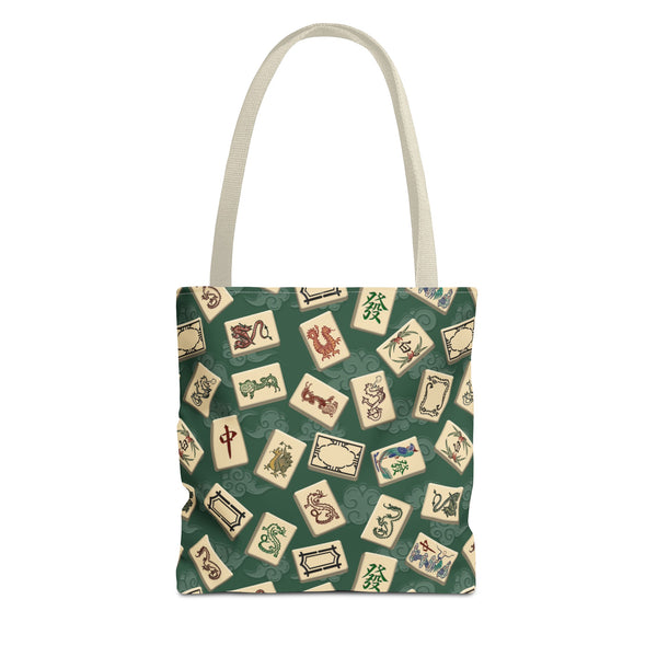 Mah Jongg Dragon Tote Bag on Green