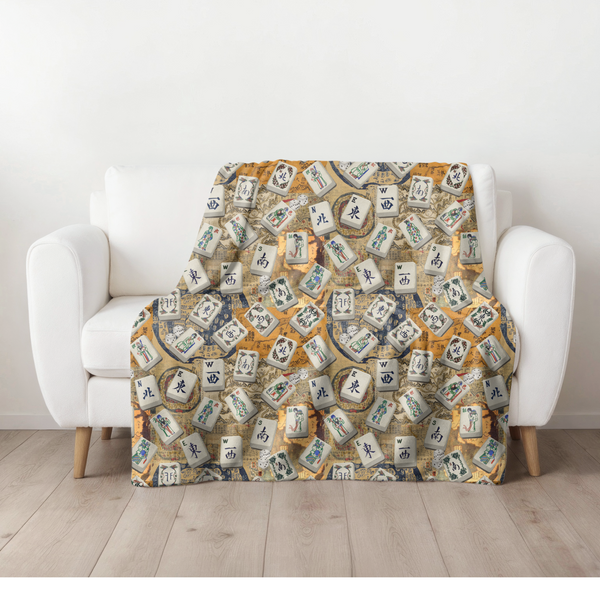 Antique Wind Tiles on Ancient Maps Blanket