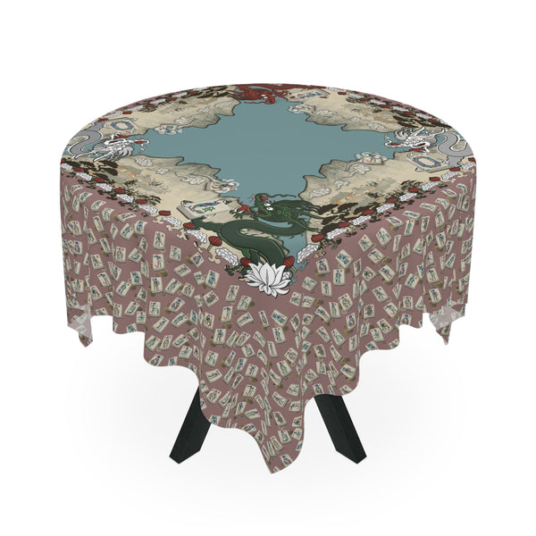 Mock Mah Jongg Mat Tablecloth on Plum