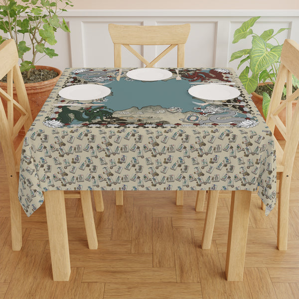 Mock Mah Jongg Mat Tablecloth on Beige