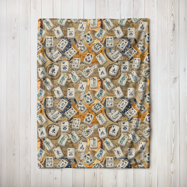 Antique Wind Tiles on Ancient Maps Blanket