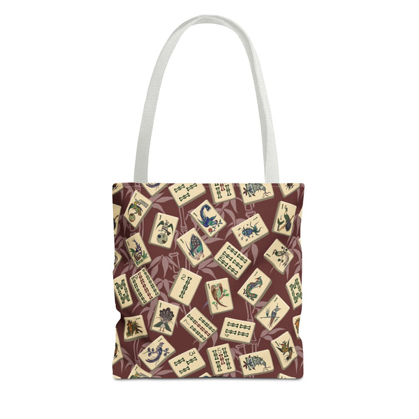 Bird Bamboo Tote Bag on Burgundy