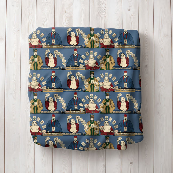 Jokers Playing Mah Jongg Blanket on Blue