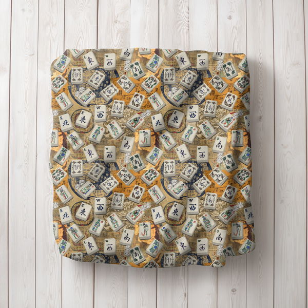 Antique Wind Tiles on Ancient Maps Blanket