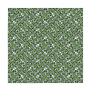 White Dragons and Lotus Flowers on Green