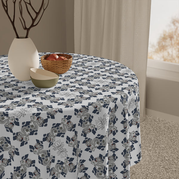 Blowing Dragons Mahjong Tablecloth on White
