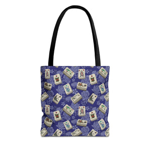 Bone and Bamboo Flower Mahjong Tiles on Blue