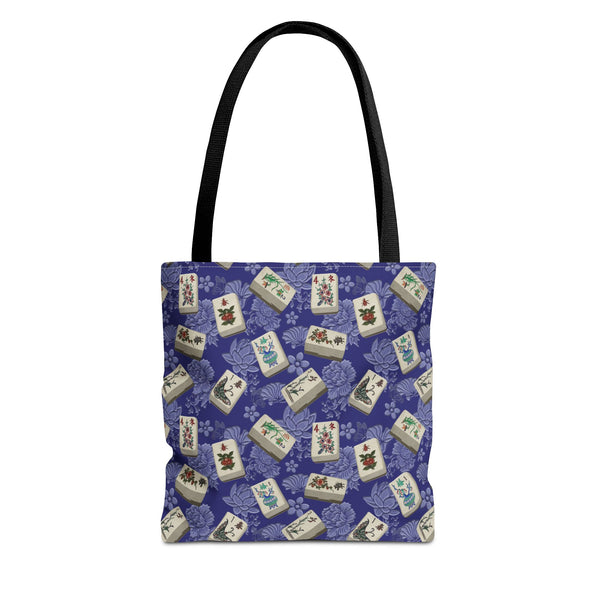 Bone and Bamboo Flower Mahjong Tiles on Blue