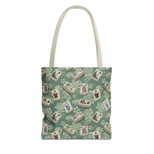 Bone and Bamboo Flower Mahjong Tiles on Green