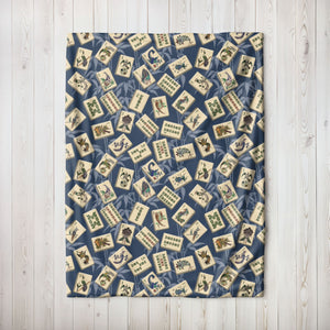 Bird Bamboo Blanket on Blue