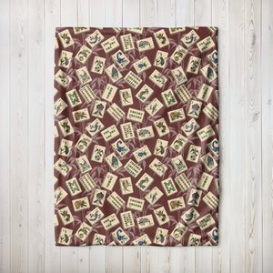 Bird Bamboo Blanket on Burgundy