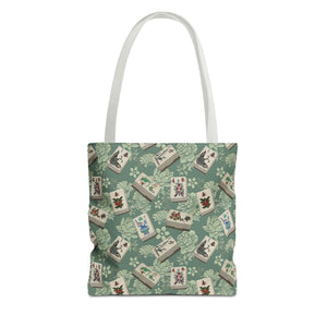 Bone and Bamboo Flower Mahjong Tiles on Green
