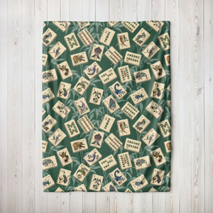 Bird Bamboo Blanket on Green
