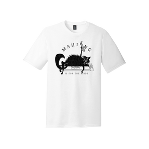 "Mahjong is for the Birds" Black Fluffy Cat