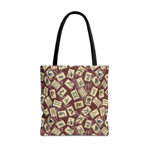 Bird Bamboo Tote Bag on Burgundy