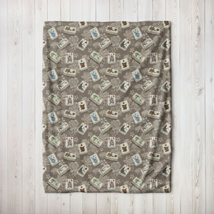 Bone and Bamboo Mahjong Flowers Blanket
