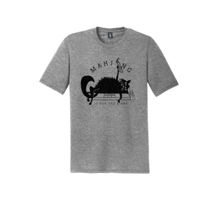 "Mahjong is for the Birds" Black Fluffy Cat