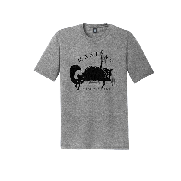 "Mahjong is for the Birds" Black Fluffy Cat