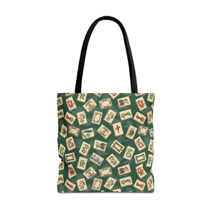 Mah Jongg Dragon Tote Bag on Green