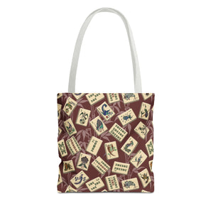 Bird Bamboo Tote Bag on Burgundy