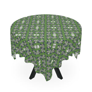 White Dragons and Lotus Flowers on Green