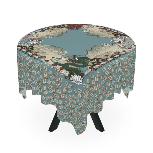 Mock Mah Jongg Mat Tablecloth on Blue