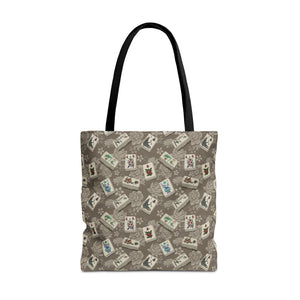 Bone and Bamboo Mahjong Flowers Tote Bag on Tan
