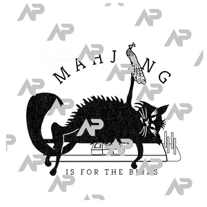 Mahjong is for the Birds Black Fluffy Cat