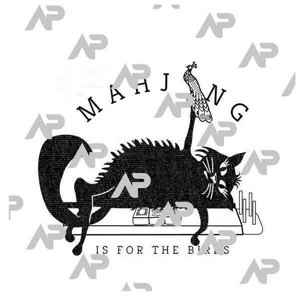 Mahjong is for the Birds Black Fluffy Cat